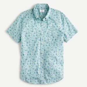 Men’s J Crew slim short sleeve poplin shirt Liberty aqua lime floral print NWT